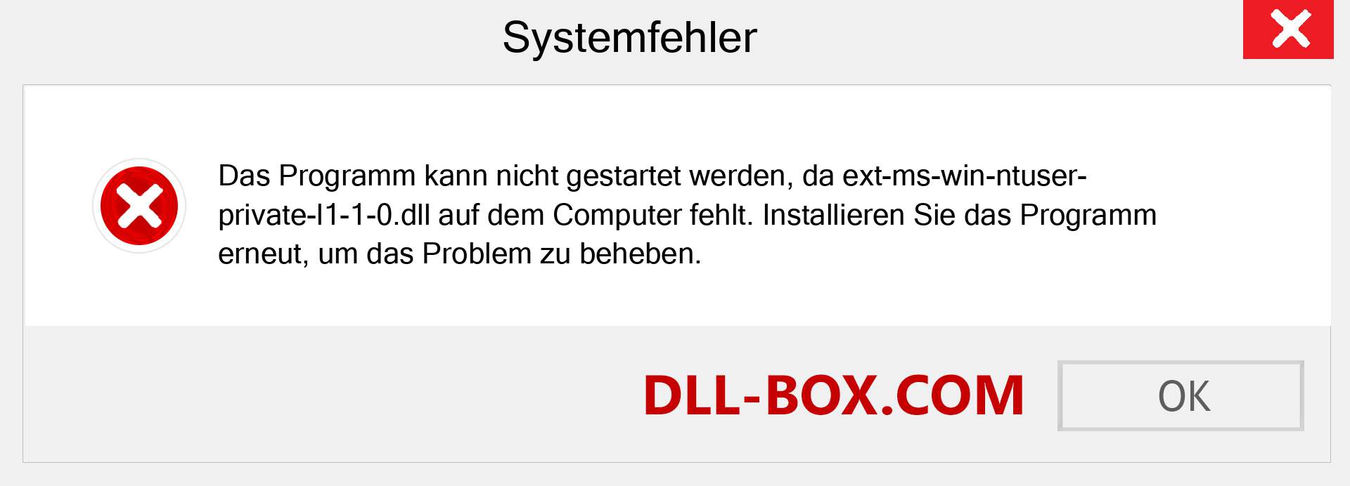 ext-ms-win-ntuser-private-l1-1-0.dll-Datei fehlt?. Download für Windows 7, 8, 10 - Fix ext-ms-win-ntuser-private-l1-1-0 dll Missing Error unter Windows, Fotos, Bildern