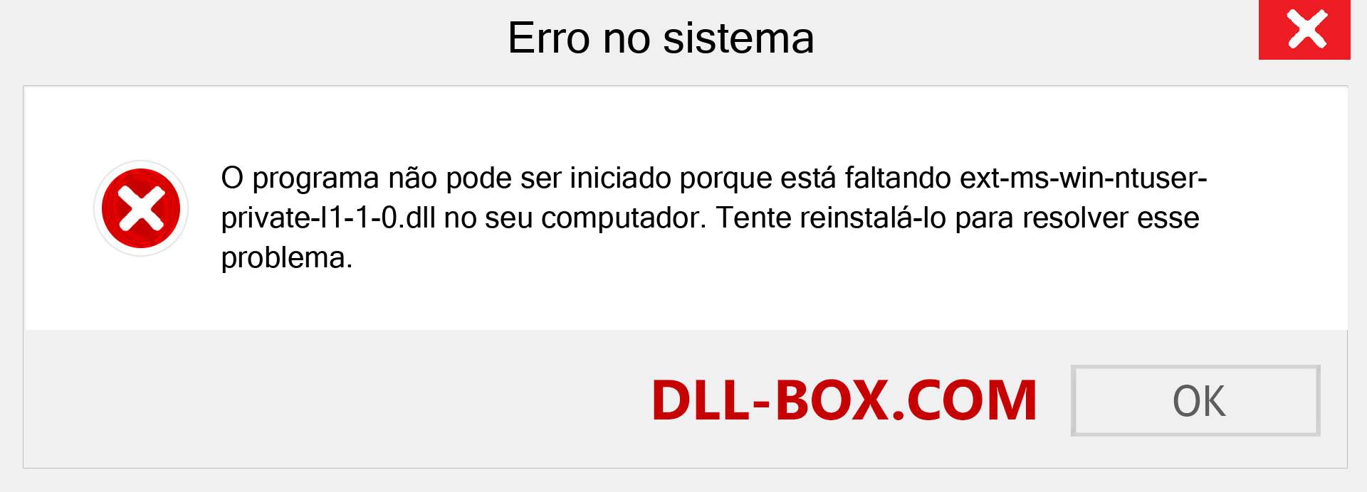 Arquivo ext-ms-win-ntuser-private-l1-1-0.dll ausente ?. Download para Windows 7, 8, 10 - Correção de erro ausente ext-ms-win-ntuser-private-l1-1-0 dll no Windows, fotos, imagens